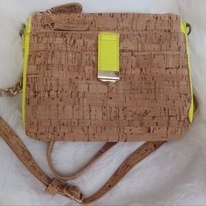 Stylish Cork and Neon Yellow Women's Bag